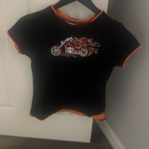 Kids Black and Orange Motorcycle Graphic Tee